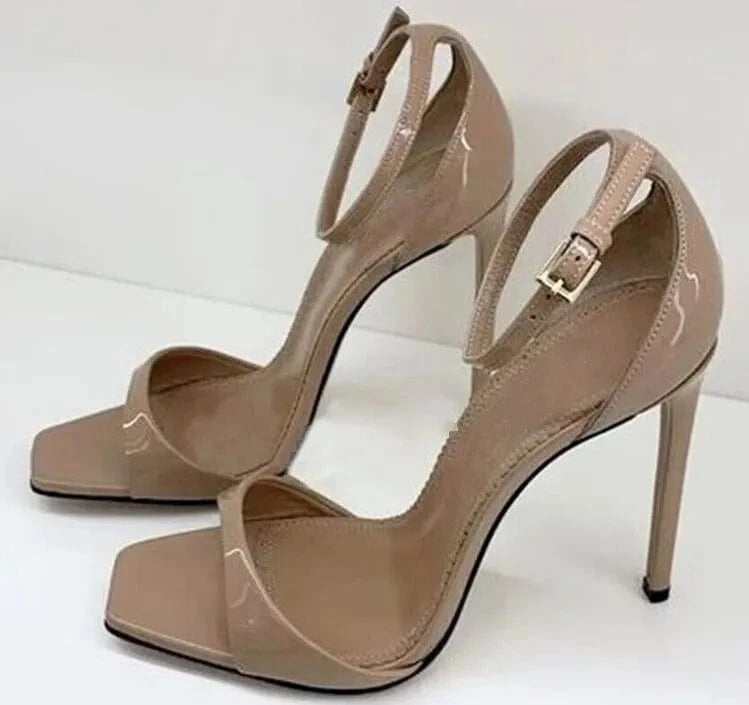 New  Luxury Shoes Women Sandals Roman Ladies Sandals Square Toe Stiletto Fashion Sandals Red Bottom High Heels