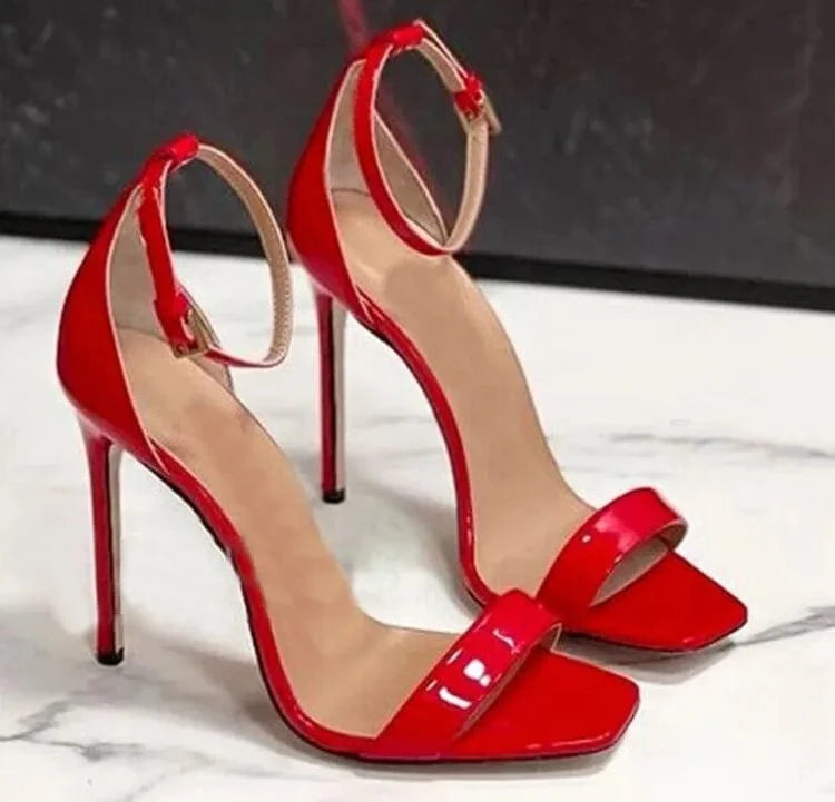 New  Luxury Shoes Women Sandals Roman Ladies Sandals Square Toe Stiletto Fashion Sandals Red Bottom High Heels