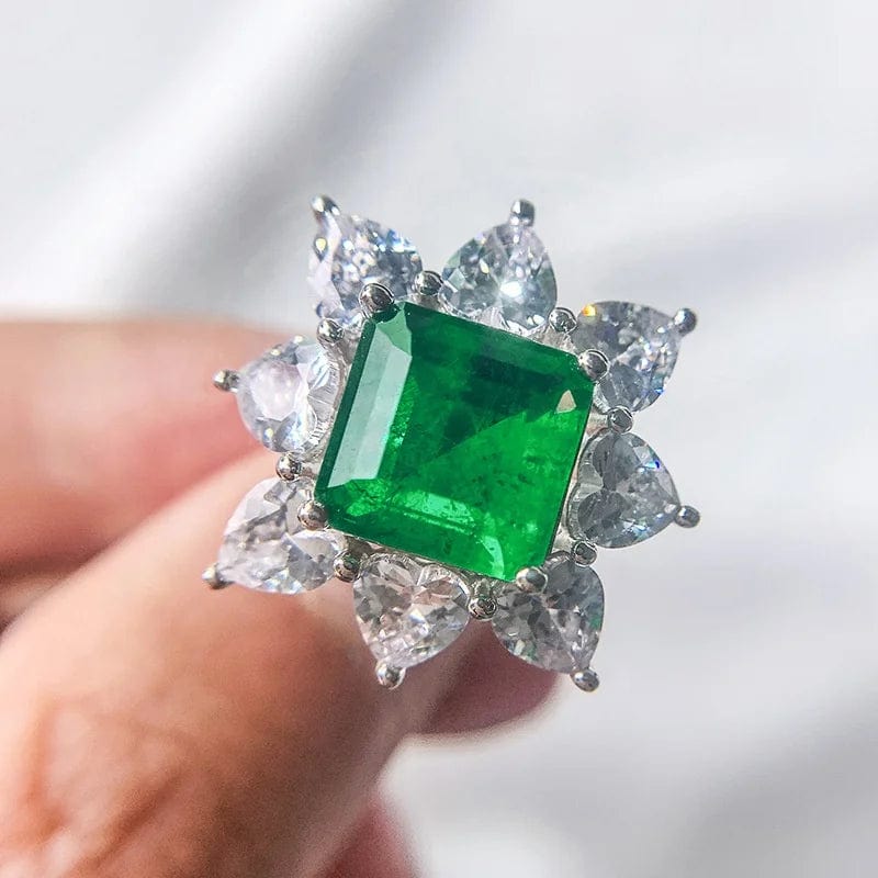 New Luxury Women Fine Jewelry Sets Dubai Diamond Zircon Jewelry Emerald Zirconia Necklace Earrings Bridal Flower Jewellery Set