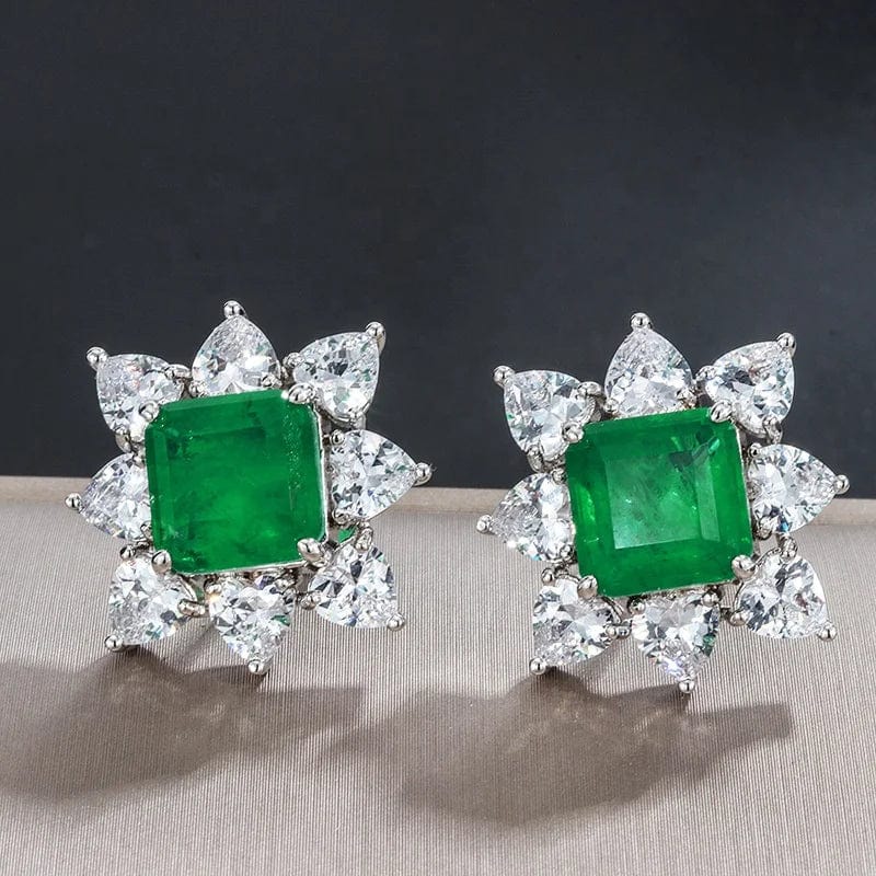 New Luxury Women Fine Jewelry Sets Dubai Diamond Zircon Jewelry Emerald Zirconia Necklace Earrings Bridal Flower Jewellery Set