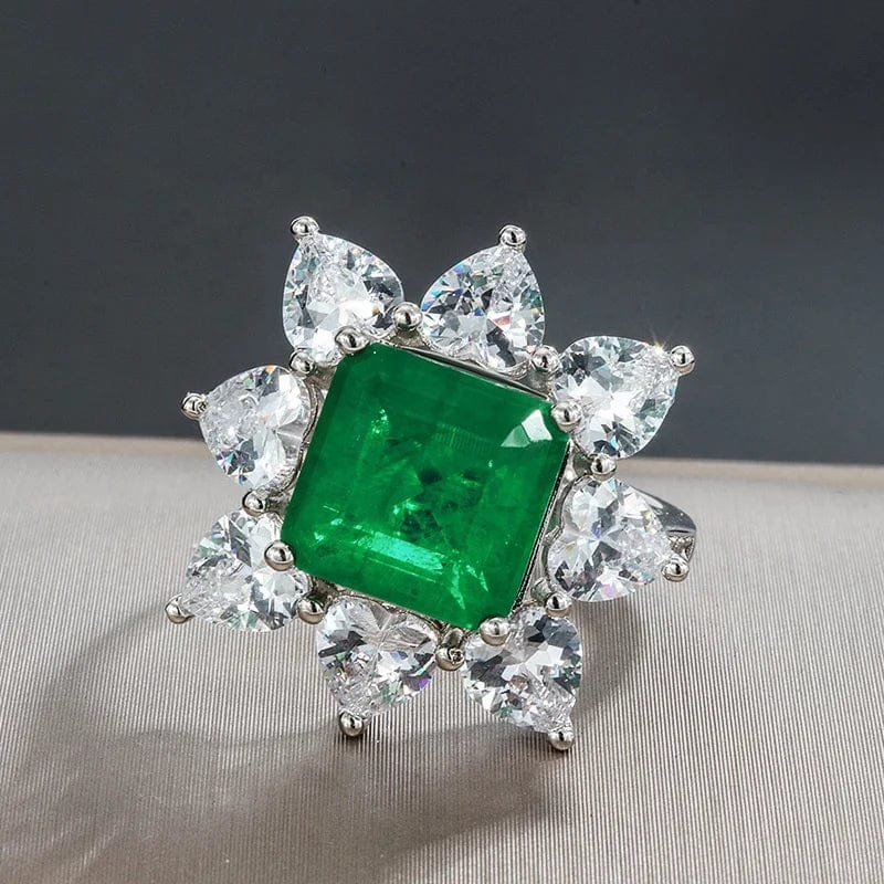 New Luxury Women Fine Jewelry Sets Dubai Diamond Zircon Jewelry Emerald Zirconia Necklace Earrings Bridal Flower Jewellery Set