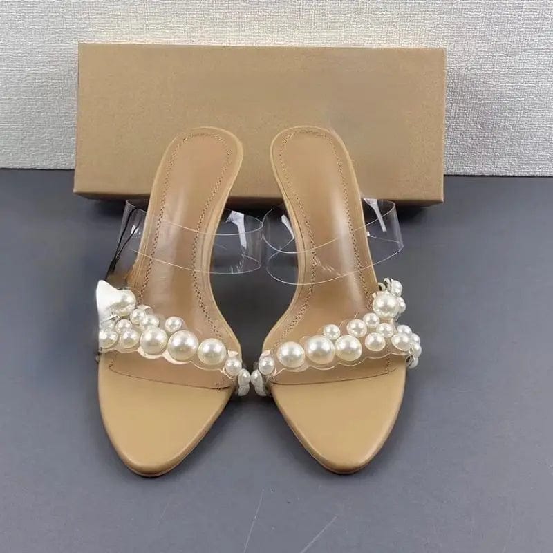 New Model Zapatos De Mujer High Heel Stiletto Mules Pearl Toe Heels for Women Ladies Pumps