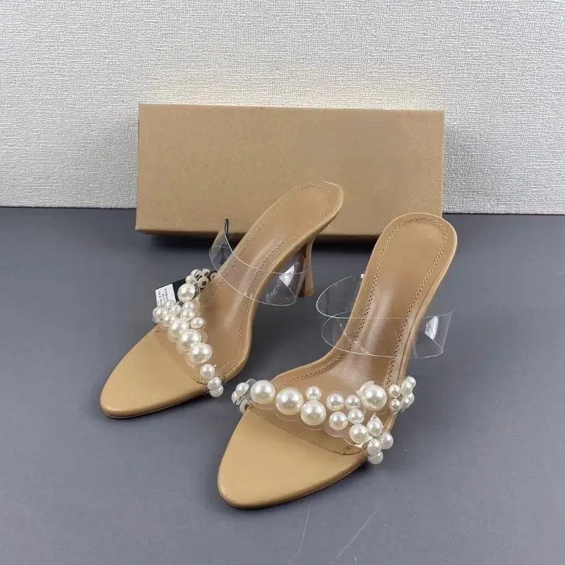 New Model Zapatos De Mujer High Heel Stiletto Mules Pearl Toe Heels for Women Ladies Pumps