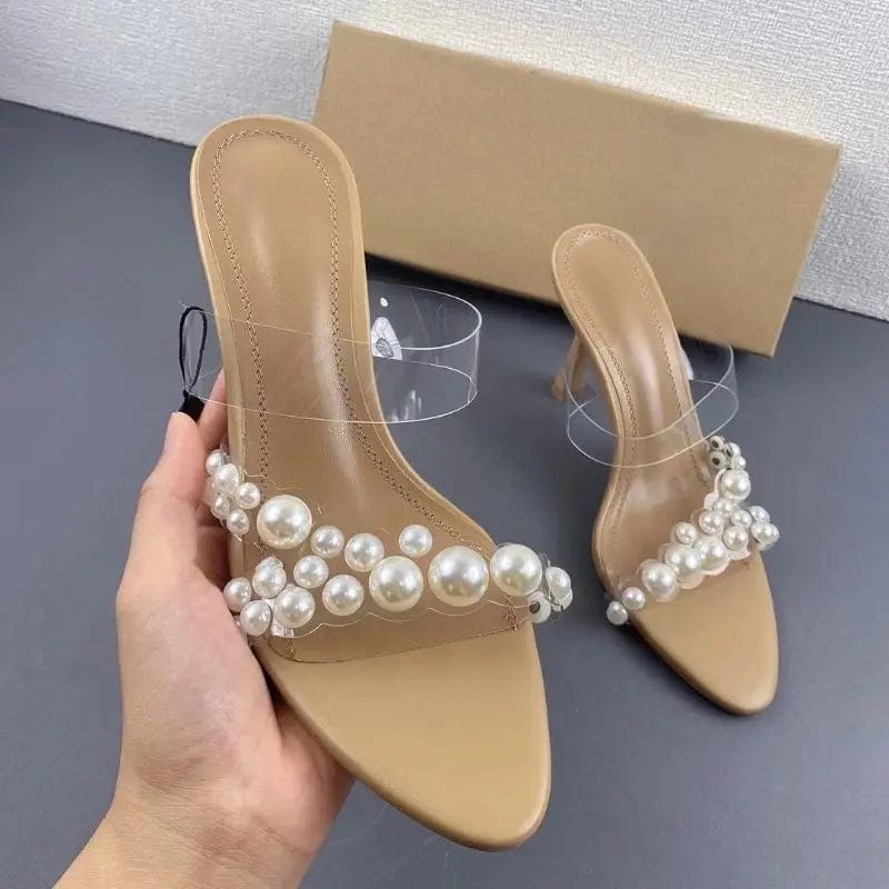 New Model Zapatos De Mujer High Heel Stiletto Mules Pearl Toe Heels for Women Ladies Pumps