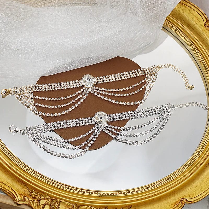 New Multi Layer Rhinestone Ankle Chain Trendy Crystal Tassel Anklet Foot Jewelry High Heel Jewelry Accessories