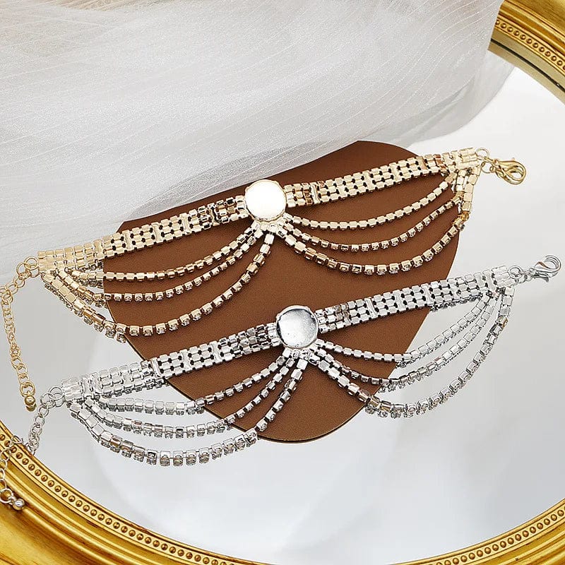 New Multi Layer Rhinestone Ankle Chain Trendy Crystal Tassel Anklet Foot Jewelry High Heel Jewelry Accessories