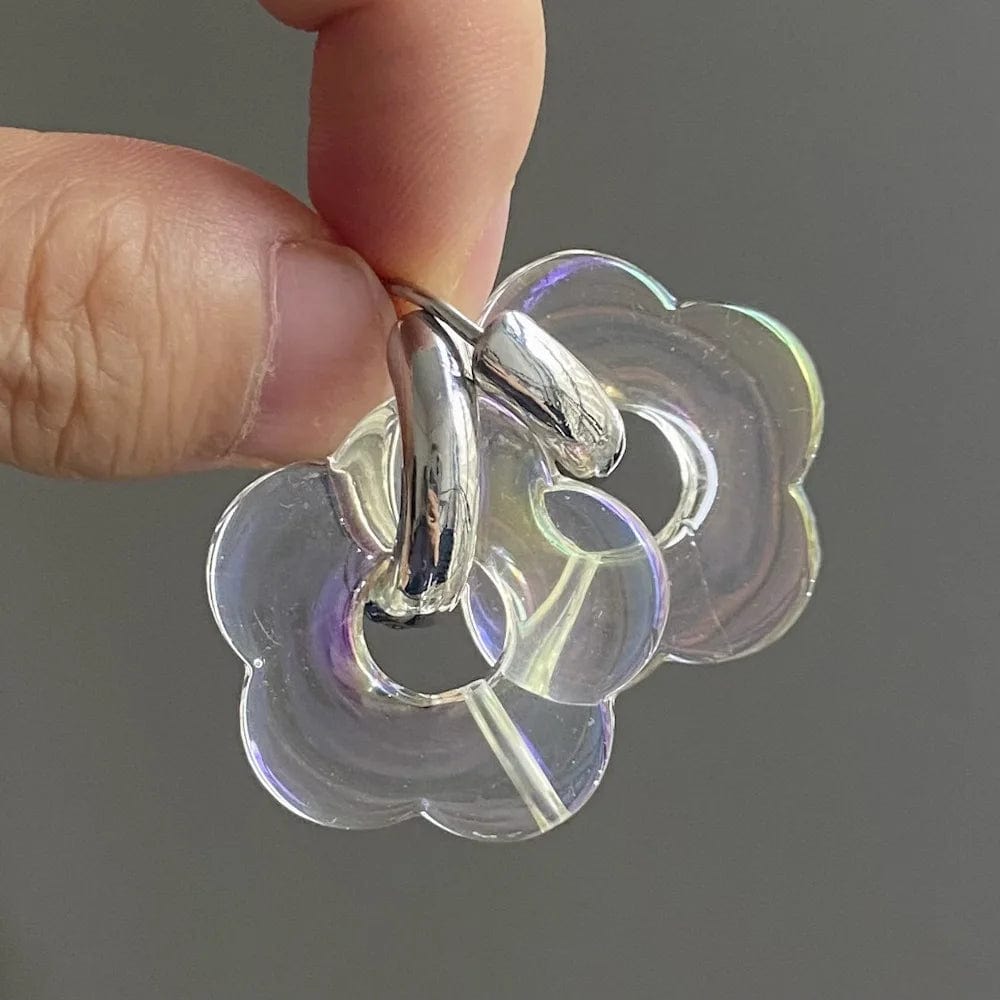 New Personalized Cartoon Ins Style Resin Flower Copper Earrings Cute Fashion Flower Earrings Jewelry