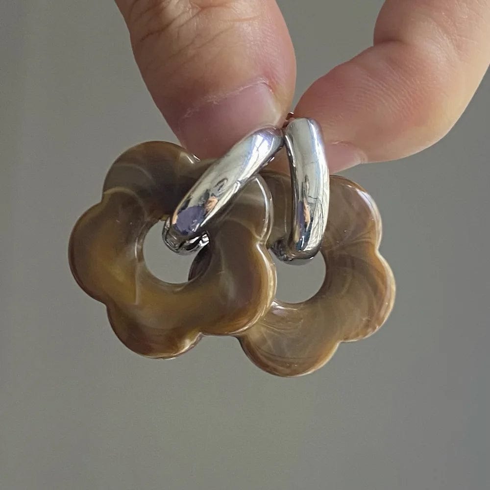 New Personalized Cartoon Ins Style Resin Flower Copper Earrings Cute Fashion Flower Earrings Jewelry