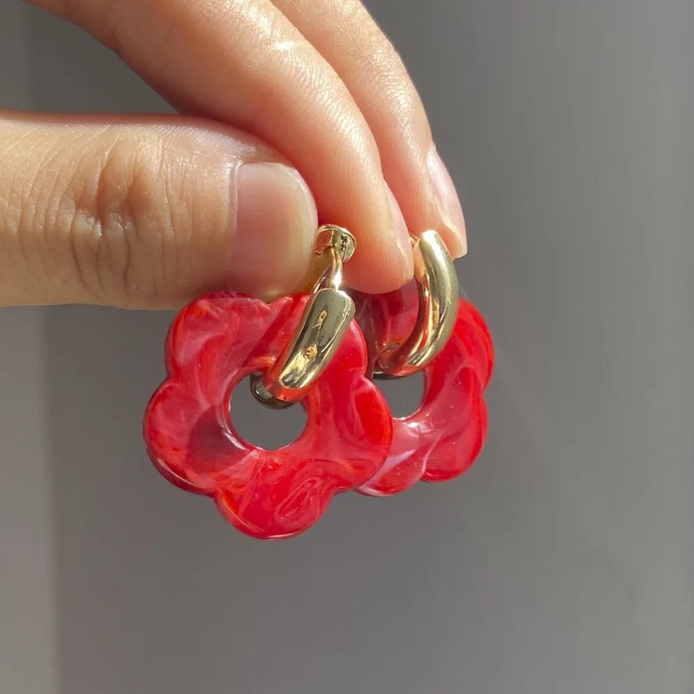 New Personalized Cartoon Ins Style Resin Flower Copper Earrings Cute Fashion Flower Earrings Jewelry