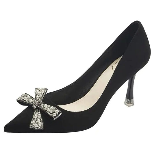 New Pointed-toe Bowknot Women High Heels Stilettos Spring Autumn Female Sandals Outside Party Banquet Ladies Dress Shoes