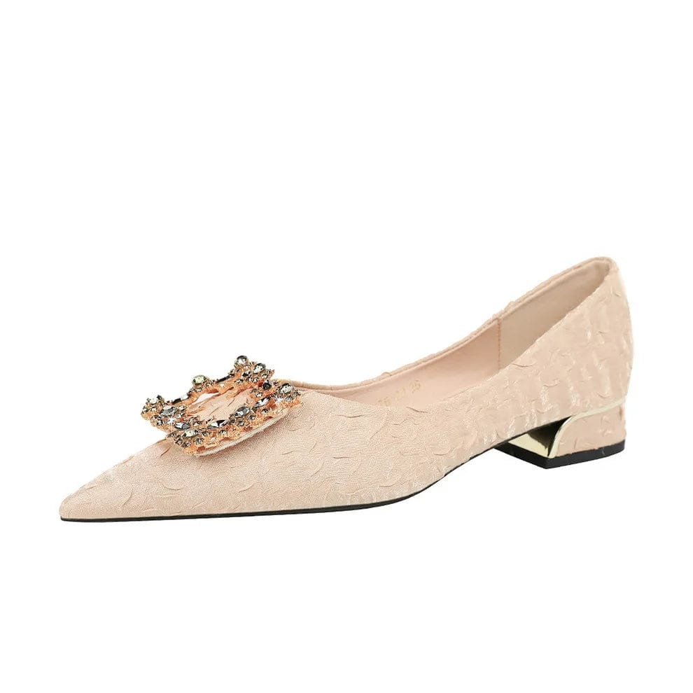 New Pointed-toe Shallow Buckle Female Low Heels Spring Summer Women Sandals Outside Banquet Office Ladies Dress Shoes