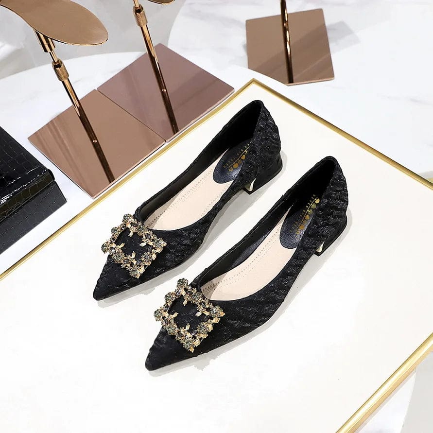 New Pointed-toe Shallow Buckle Female Low Heels Spring Summer Women Sandals Outside Banquet Office Ladies Dress Shoes