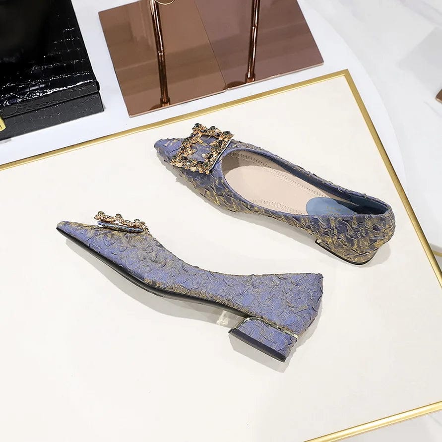 New Pointed-toe Shallow Buckle Female Low Heels Spring Summer Women Sandals Outside Banquet Office Ladies Dress Shoes