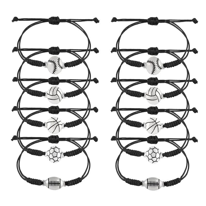 New Popular Minimalist Alloy Football Bracelet Wax Thread Handcrafted Woven Bracelets Versatile Adjustable Rope Bracelet