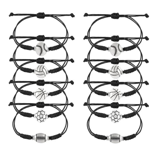 New Popular Minimalist Alloy Football Bracelet Wax Thread Handcrafted Woven Bracelets Versatile Adjustable Rope Bracelet