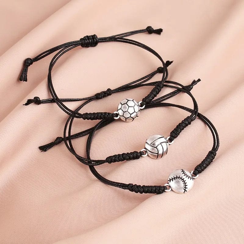 New Popular Minimalist Alloy Football Bracelet Wax Thread Handcrafted Woven Bracelets Versatile Adjustable Rope Bracelet