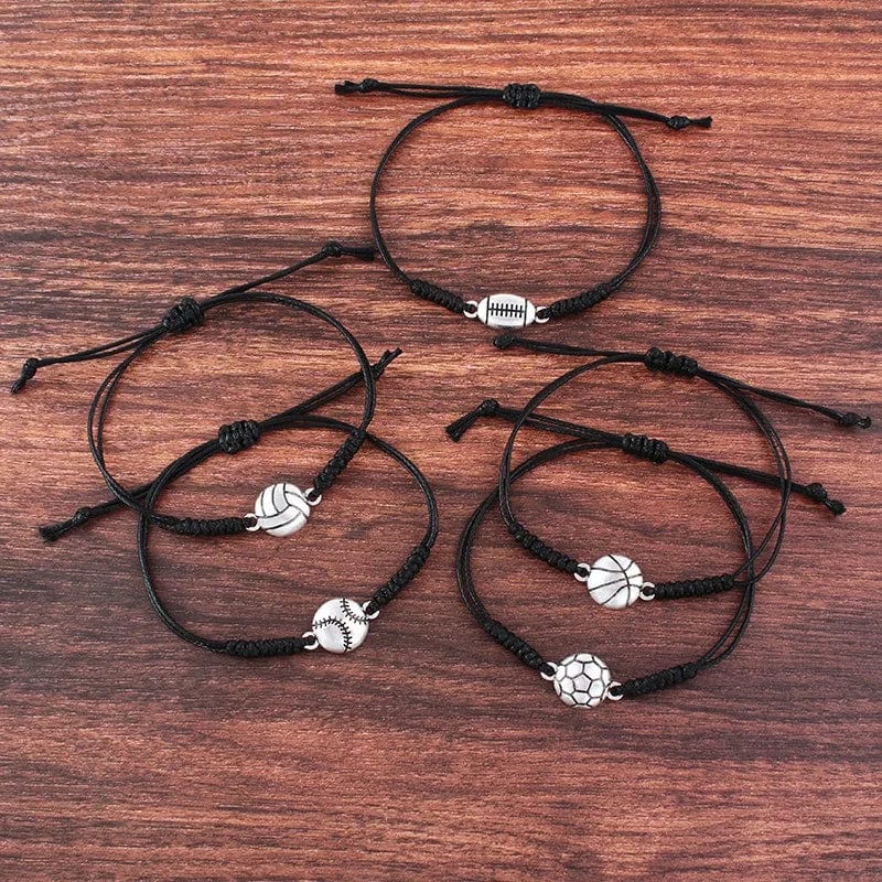 New Popular Minimalist Alloy Football Bracelet Wax Thread Handcrafted Woven Bracelets Versatile Adjustable Rope Bracelet