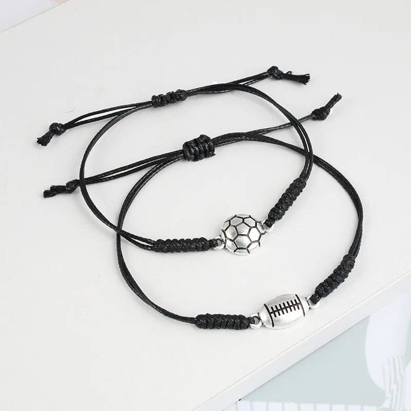 New Popular Minimalist Alloy Football Bracelet Wax Thread Handcrafted Woven Bracelets Versatile Adjustable Rope Bracelet