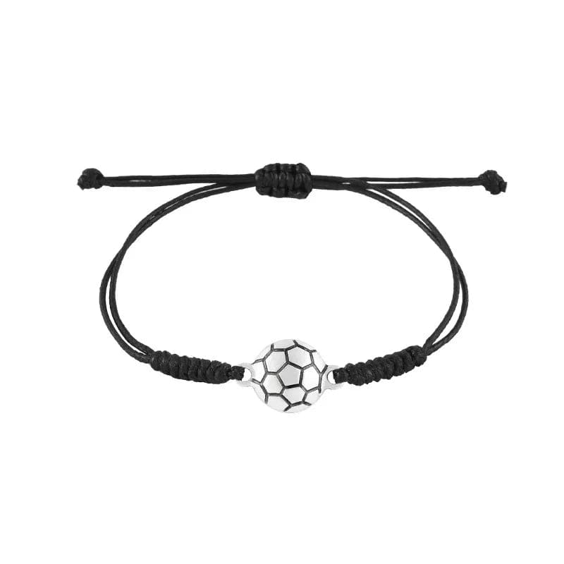 New Popular Minimalist Alloy Football Bracelet Wax Thread Handcrafted Woven Bracelets Versatile Adjustable Rope Bracelet