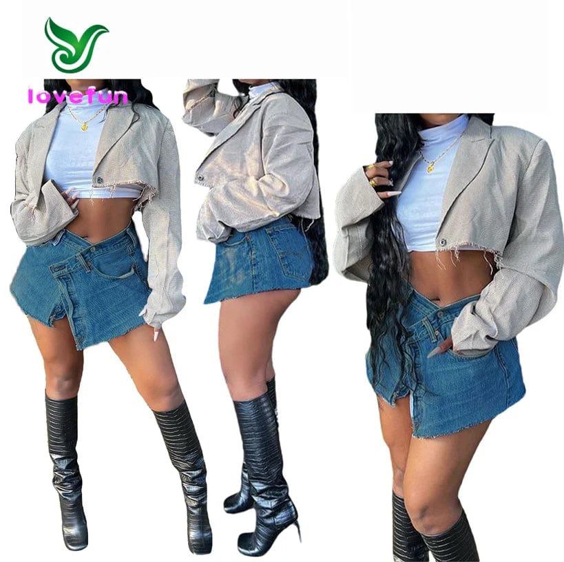 New Product Ideas 2024 Irregular Button Jean Skirt Sexy Women's Mini Skirt Trendy Washed Denim Skirt For Ladies