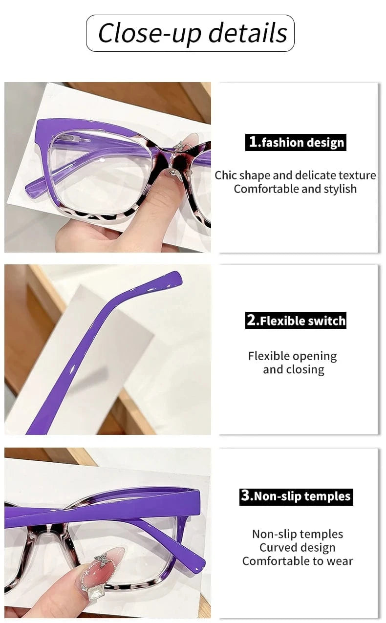 New retro classic square-framed reading glasses with gradient color matching, trendy and fashionable reading glasses