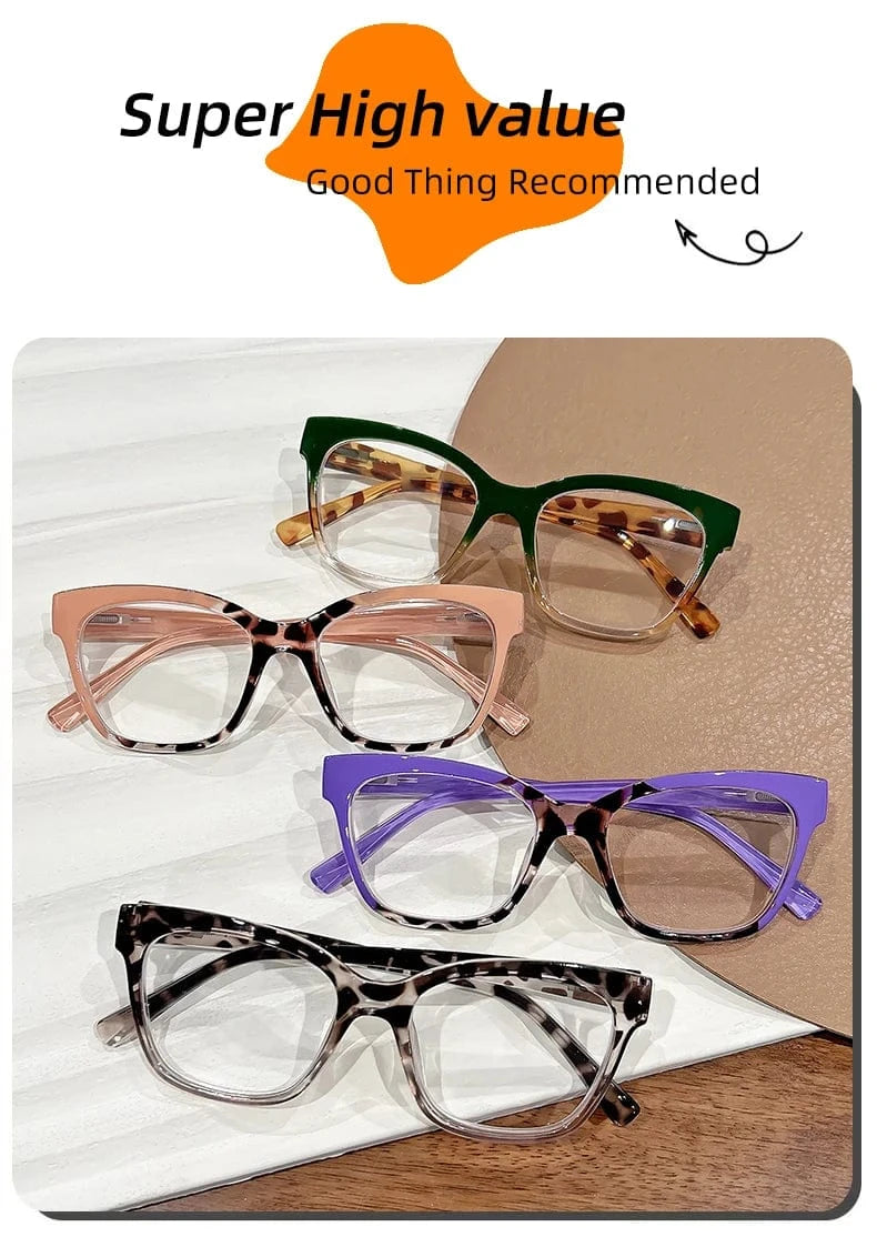 New retro classic square-framed reading glasses with gradient color matching, trendy and fashionable reading glasses
