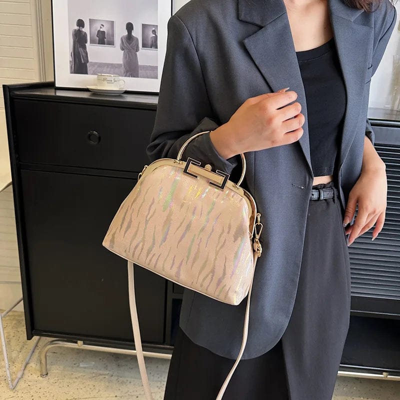 New Retro Women's Lock Chic Handbags Evening Clutch Designer Brand Lady Shoulder Bags Shell Clip Black White Pink Crossbody Bag