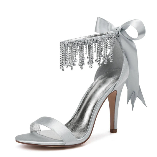 New Rhinestone Sandals Bow High Heels Fairy Crystal Bride High Heels Women Shoes
