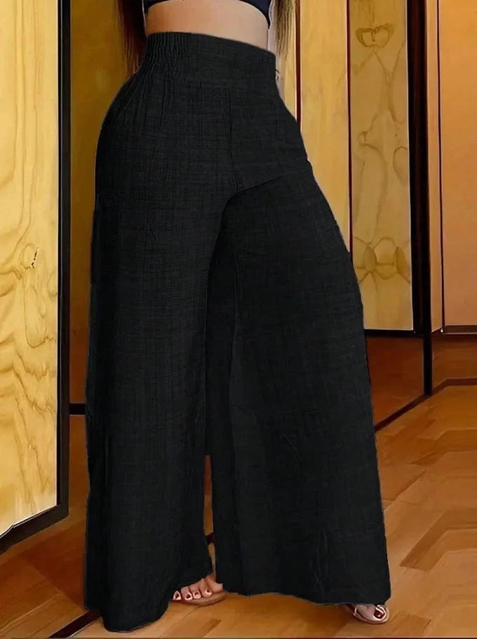 New Spring And Summer Women's Solid Color High Waist Slimming Wide Leg Pants 2025 Female Fashion Clothing Pantalones De Mujer
