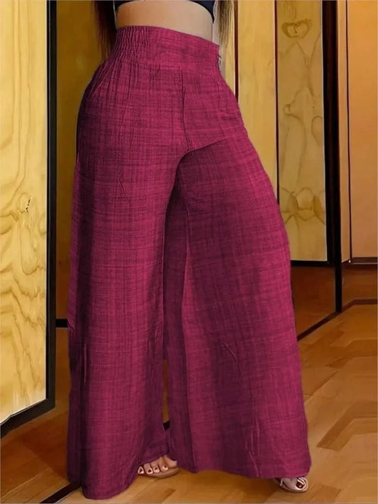 New Spring And Summer Women's Solid Color High Waist Slimming Wide Leg Pants 2025 Female Fashion Clothing Pantalones De Mujer