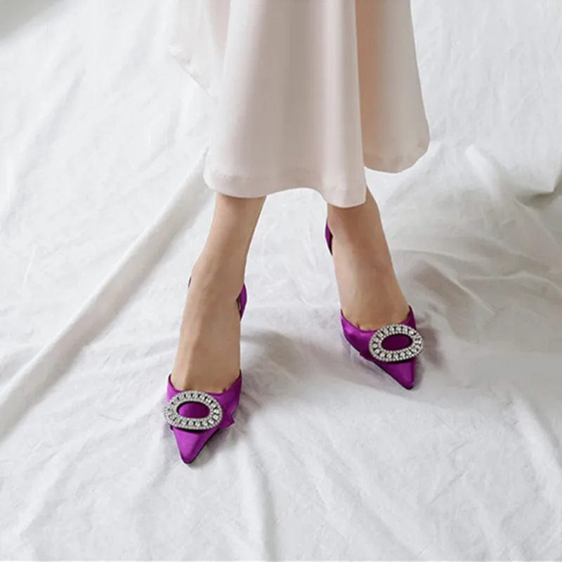 New Spring Autumn Female High Heels Stilettos Point Toe Shallow Buckle Women Sandals Outside Banquet Ladies Dress Shoes