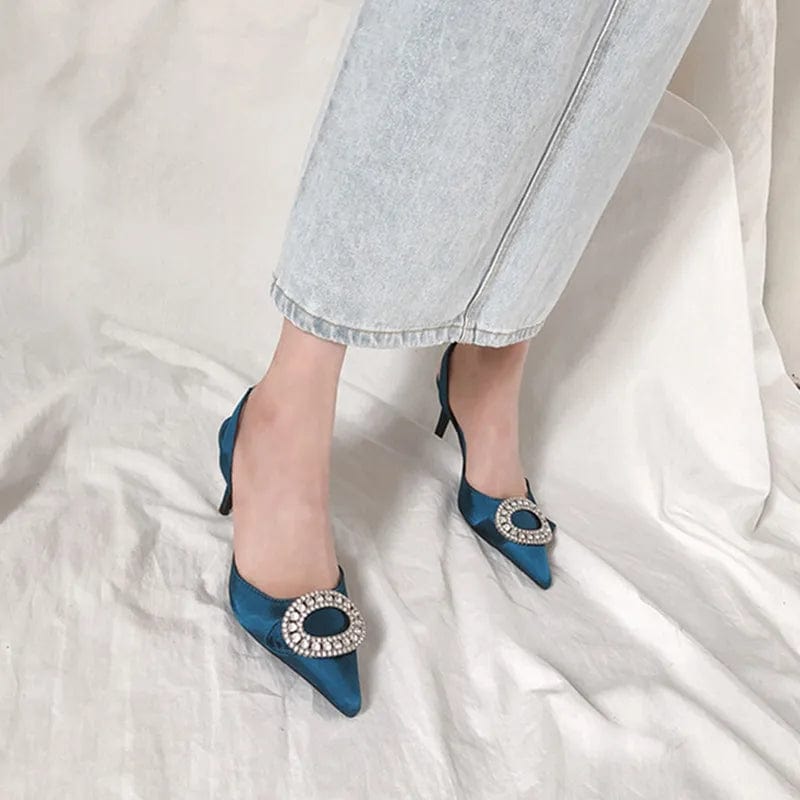 New Spring Autumn Female High Heels Stilettos Point Toe Shallow Buckle Women Sandals Outside Banquet Ladies Dress Shoes