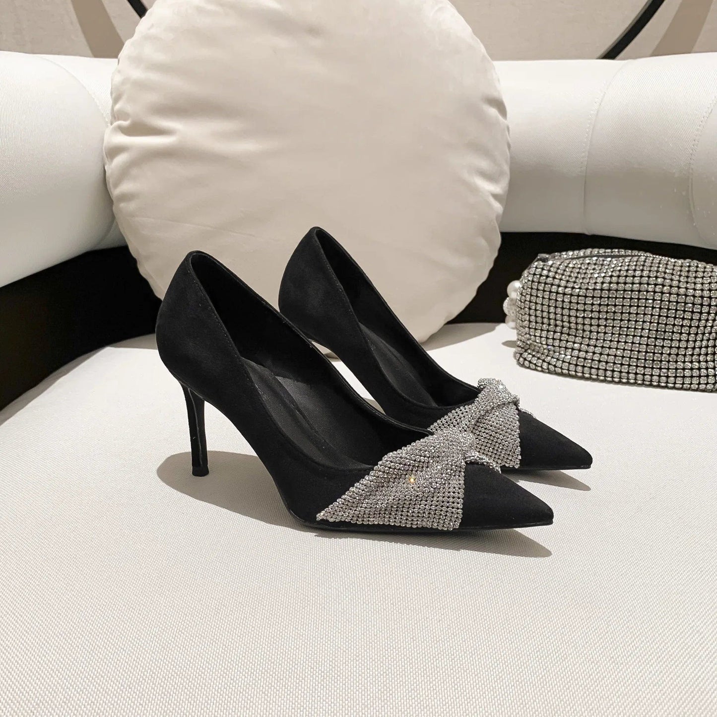 New Spring Autumn Women High Heels Stilettos Female Pointed-toe Metal Mesh Sandals Banquet Office Ladies Dress Shoes