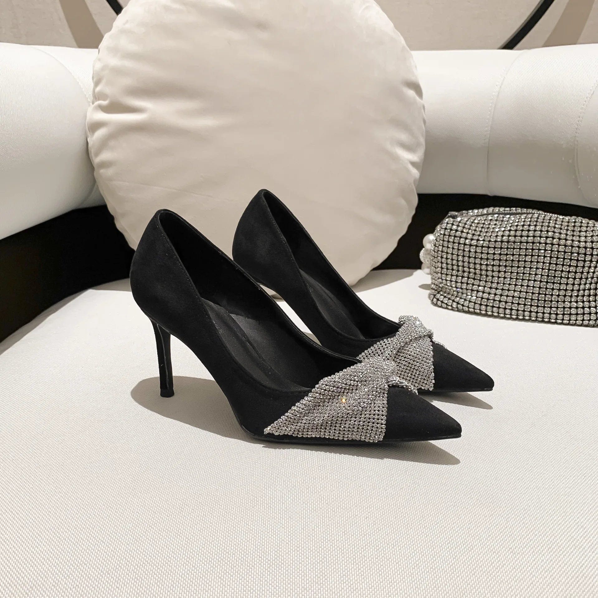 New Spring Autumn Women High Heels Stilettos Female Pointed-toe Metal Mesh Sandals Banquet Office Ladies Dress Shoes