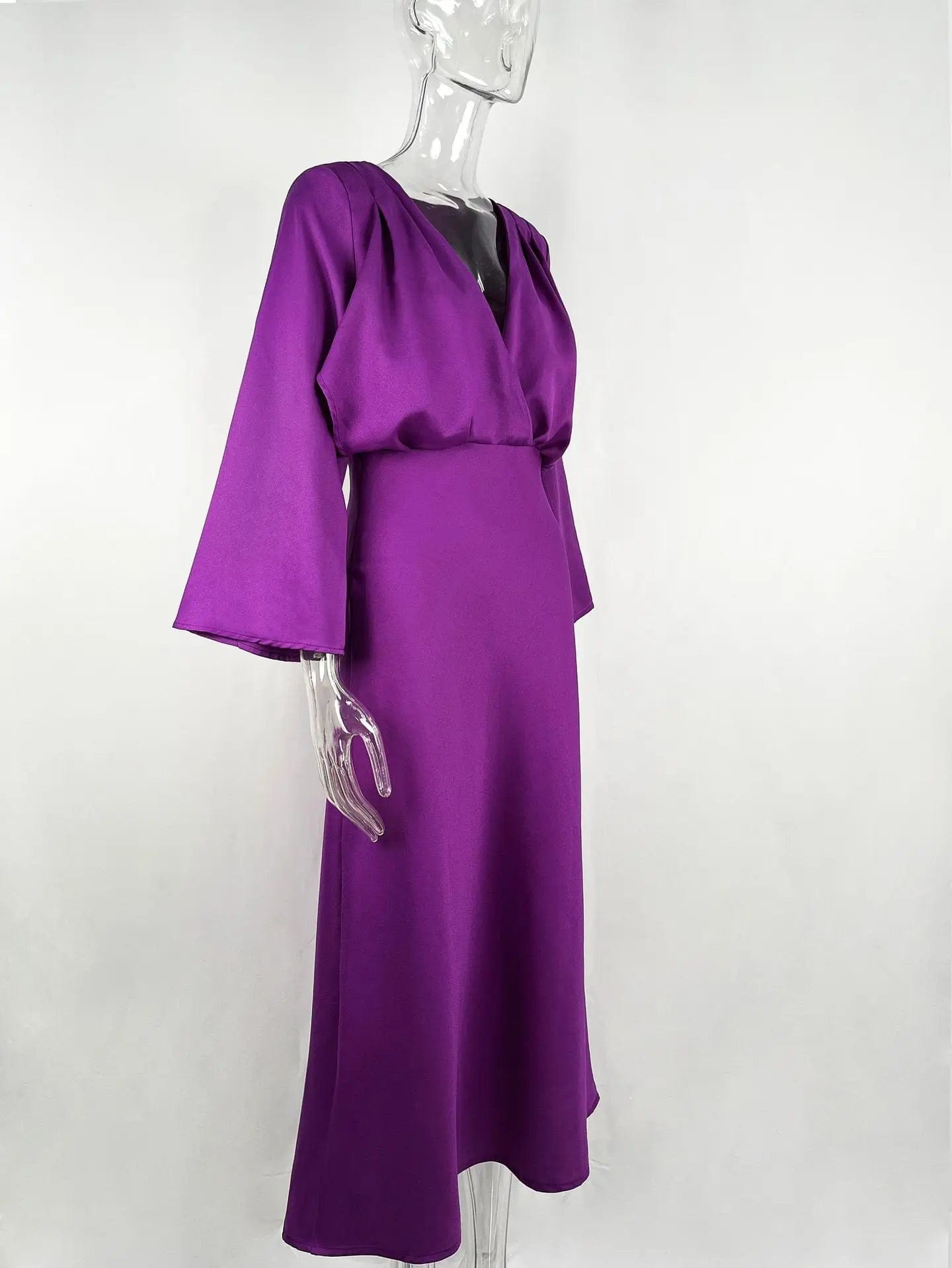 New Spring Lady Vintage Casual Vestidos Women 2023 Fashion Flared Sleeve Female Dresses Elegant Solid V Neck Midi Dress