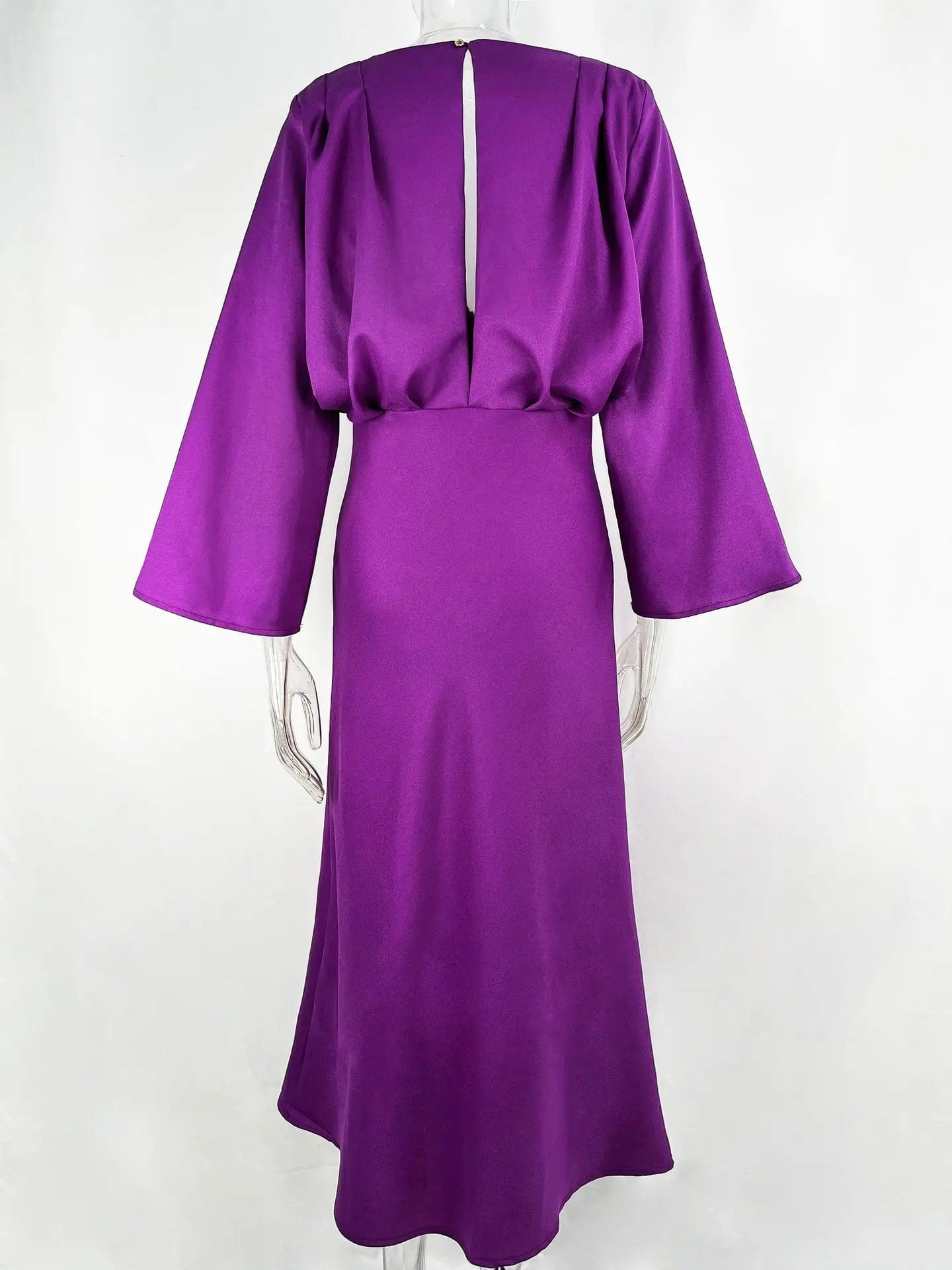 New Spring Lady Vintage Casual Vestidos Women 2023 Fashion Flared Sleeve Female Dresses Elegant Solid V Neck Midi Dress