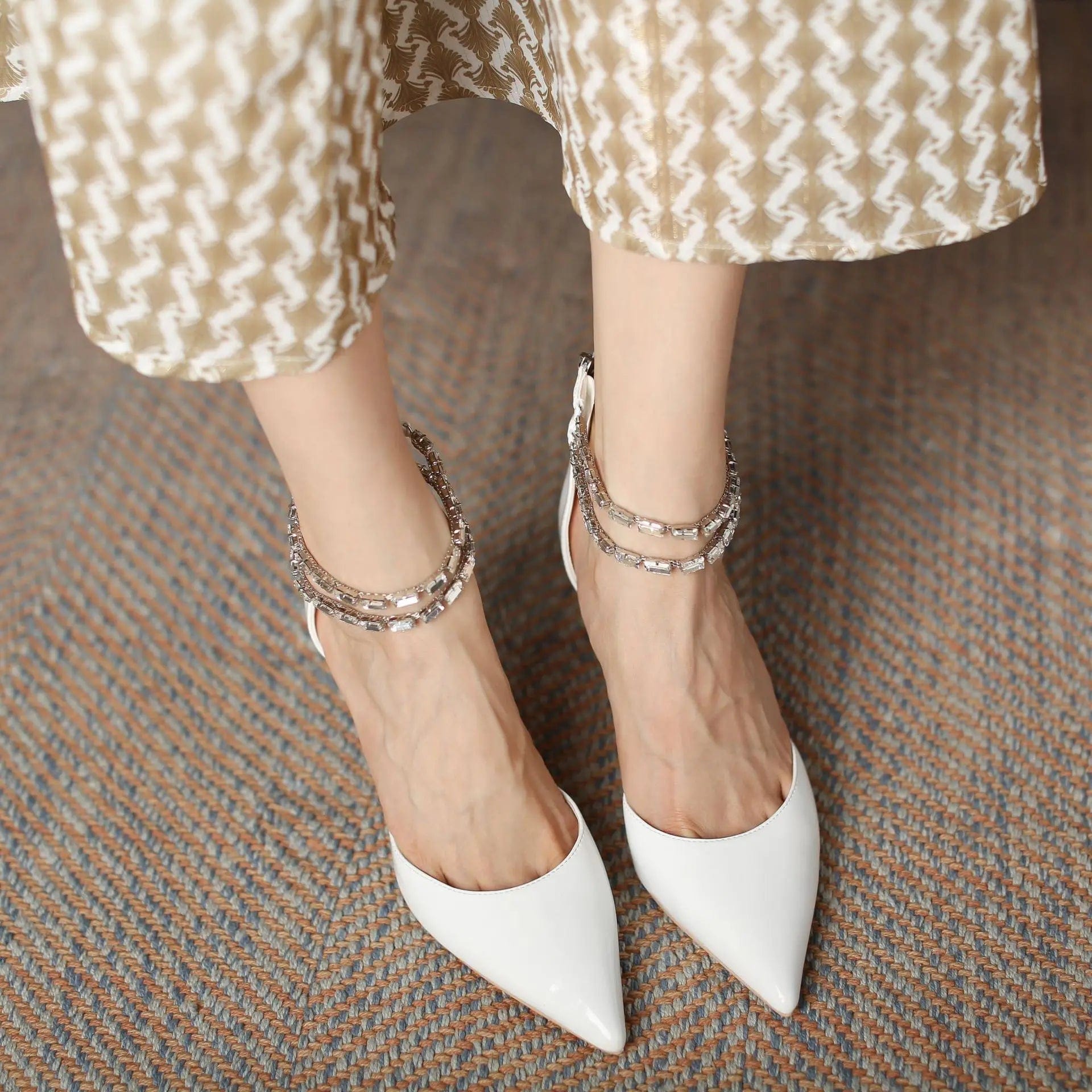 New Spring Summer Female High Heel Pumps Women Rhinestone T-strap Pointed-toe Sandals Banquet Office Ladies Dress Shoes