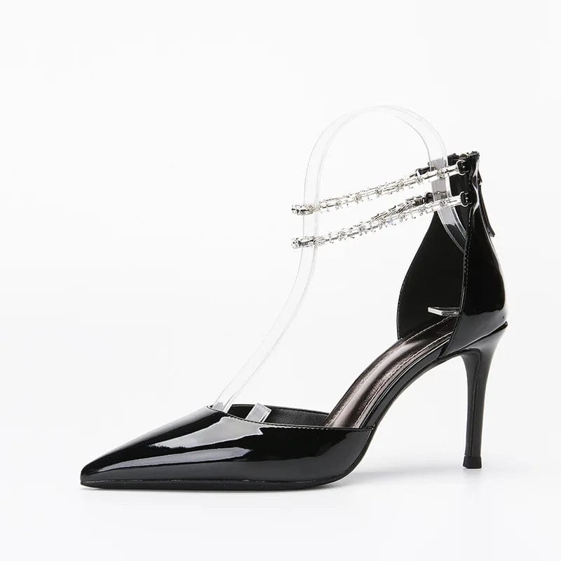 New Spring Summer Female High Heel Pumps Women Rhinestone T-strap Pointed-toe Sandals Banquet Office Ladies Dress Shoes