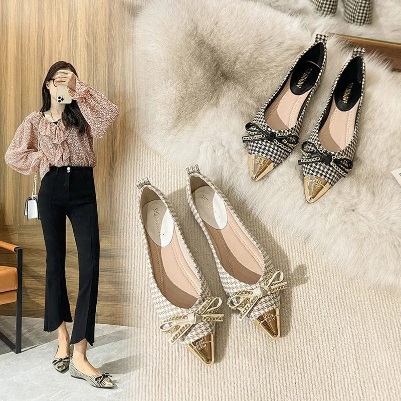 New Spring Summer Women Flats Pointed-toe Bowknot Shallow Ladies Low Heels Office Banquet Dress Loafers Female