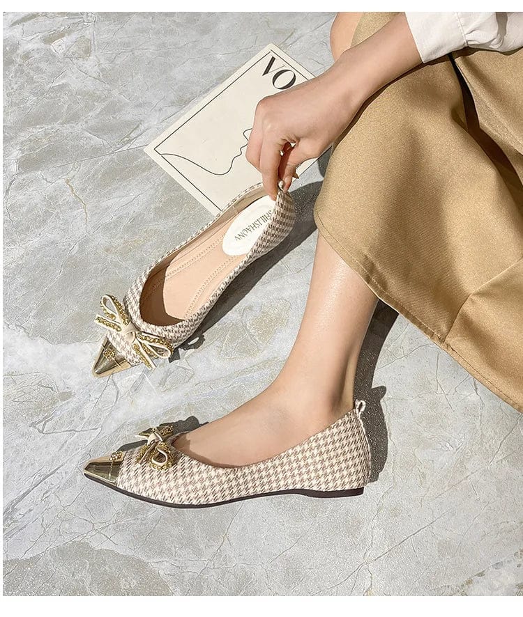 New Spring Summer Women Flats Pointed-toe Bowknot Shallow Ladies Low Heels Office Banquet Dress Loafers Female
