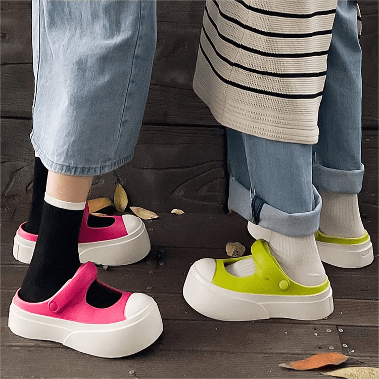 New Style 3 cm Zapatos de Mujer Women Lady Summer PVC EVA Height Increasing Mary Jane Shoes Platform Clogs Sandal Slide Slippers