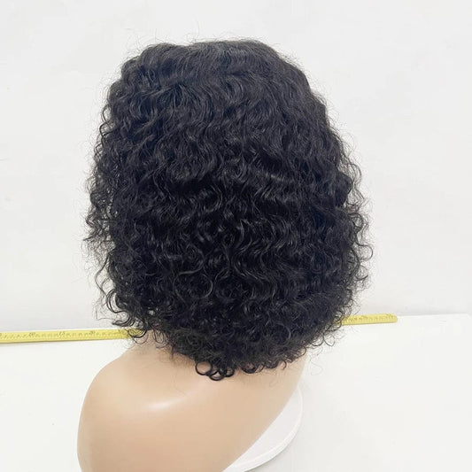 New Style Brazilian GluelessTransparent HD Short Pixie Water Curl Blunt Cut 4x4 Frontal Lace BOB Wigs Human Hair for Women