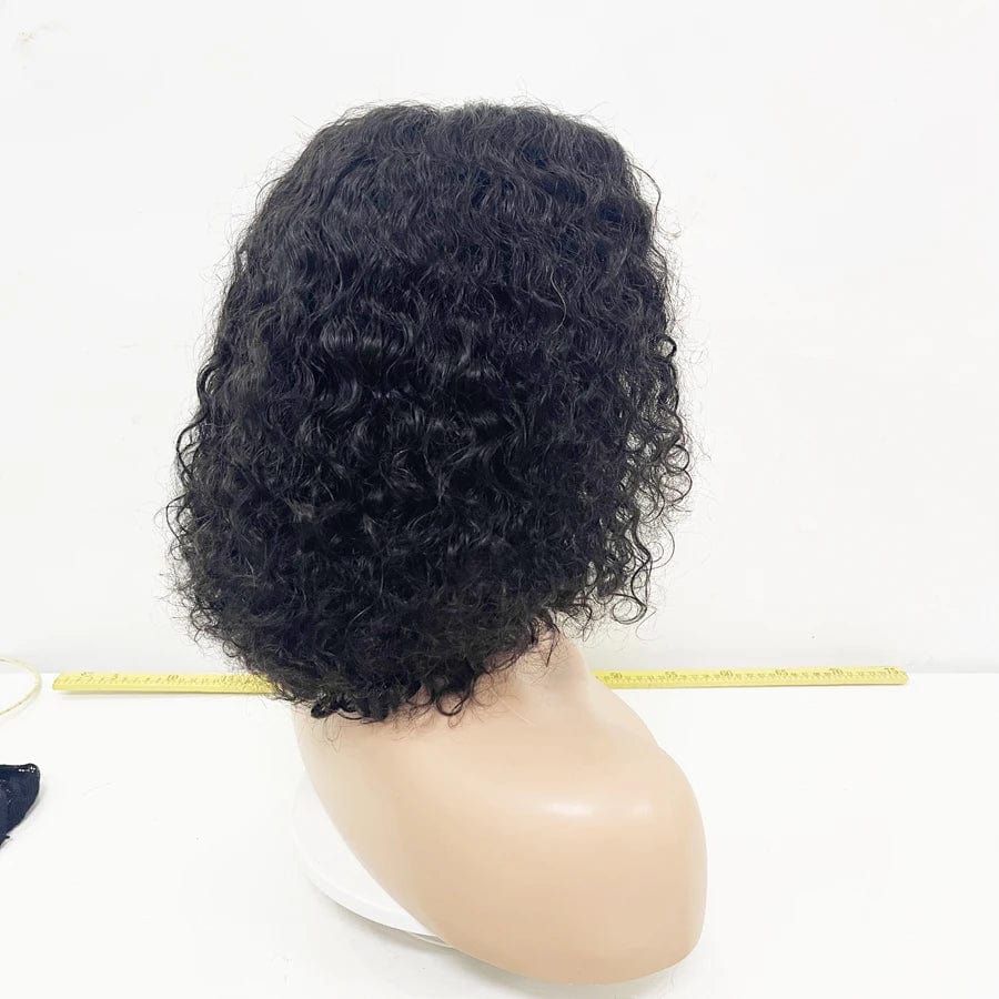New Style Brazilian GluelessTransparent HD Short Pixie Water Curl Blunt Cut 4x4 Frontal Lace BOB Wigs Human Hair for Women