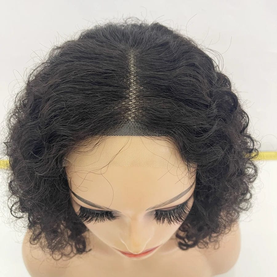 New Style Brazilian GluelessTransparent HD Short Pixie Water Curl Blunt Cut 4x4 Frontal Lace BOB Wigs Human Hair for Women