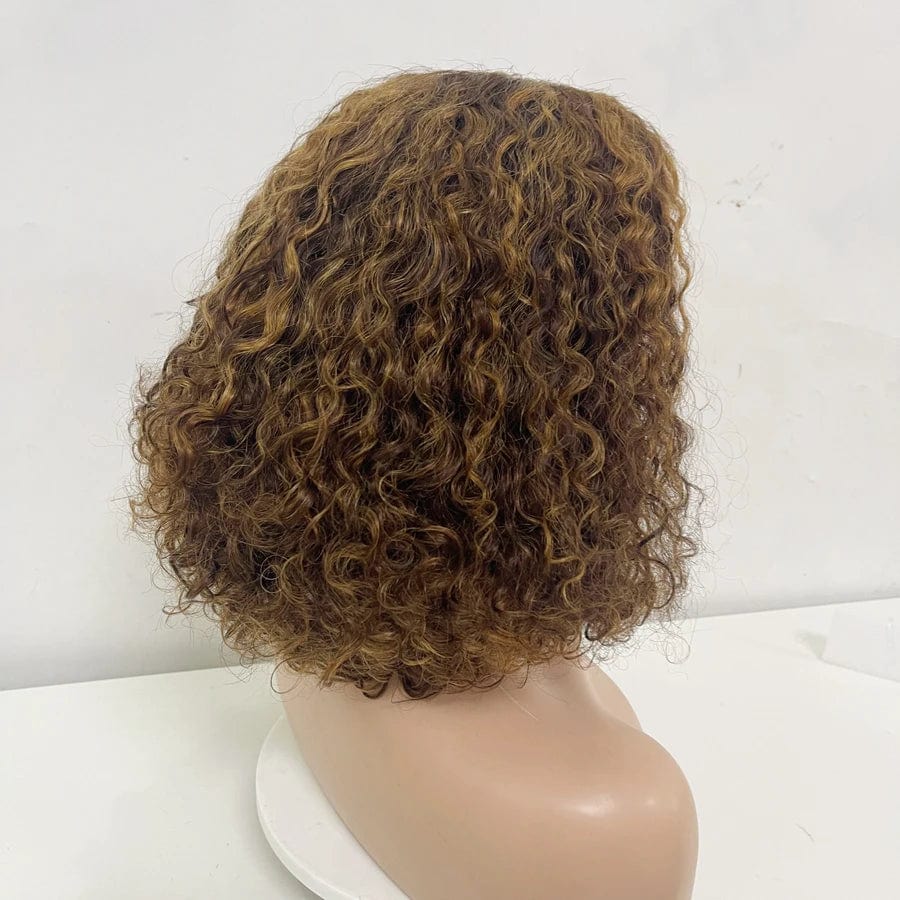 New Style Brazilian GluelessTransparent HD Short Pixie Water Curl Blunt Cut 4x4 Frontal Lace BOB Wigs Human Hair for Women