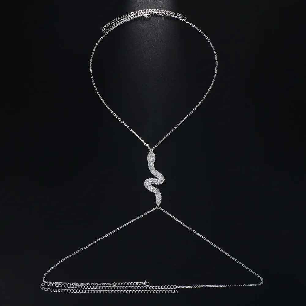 New Style Crystal Animal Snake Bra Chain Shiny Rhinestone Metal Neck Chain Body Chain Jewelry