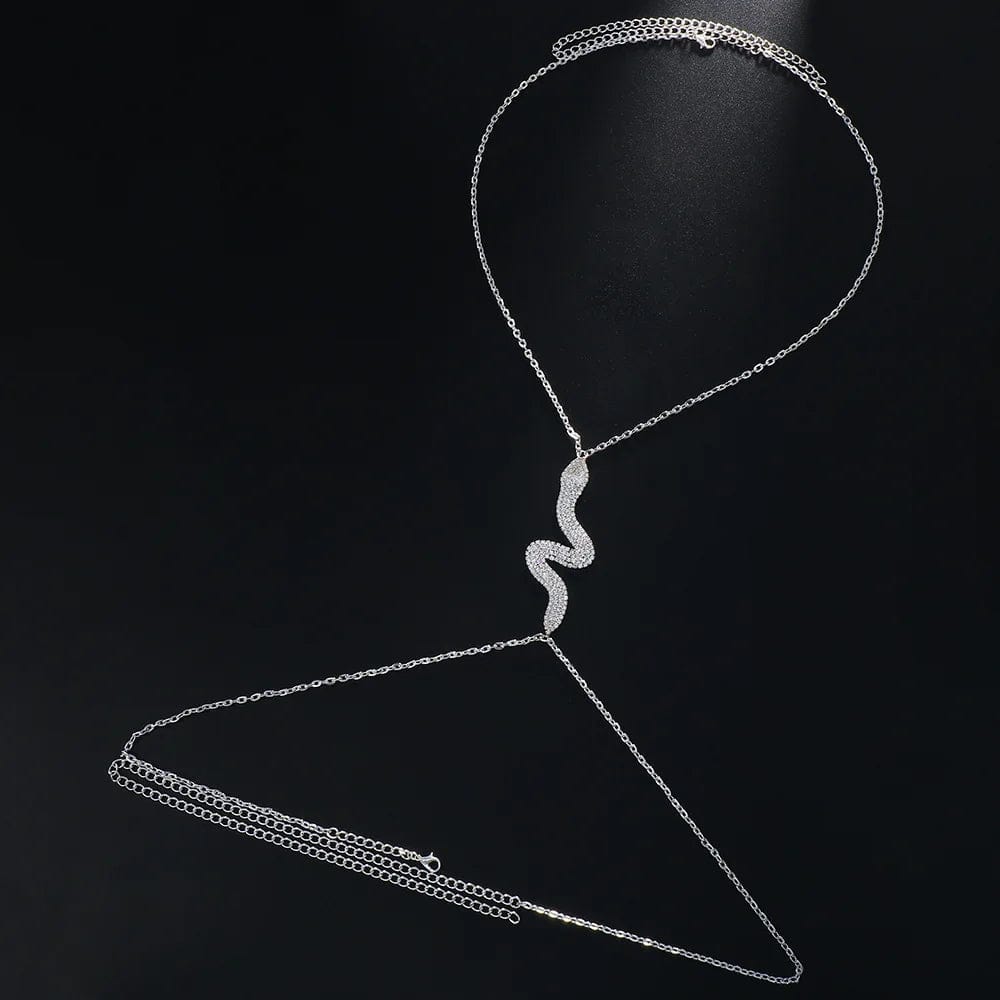 New Style Crystal Animal Snake Bra Chain Shiny Rhinestone Metal Neck Chain Body Chain Jewelry