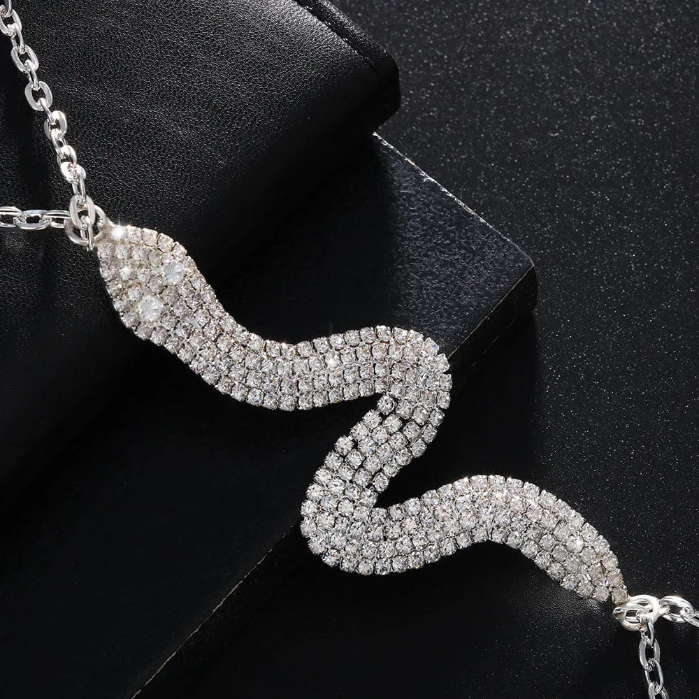 New Style Crystal Animal Snake Bra Chain Shiny Rhinestone Metal Neck Chain Body Chain Jewelry