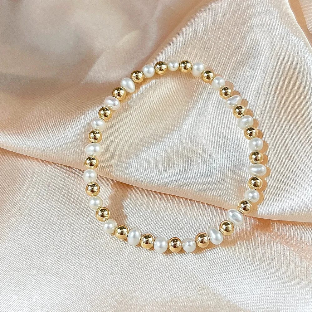New style high quality 14k gold filled beaded pearl bracelet fashion permanent jewelry for women