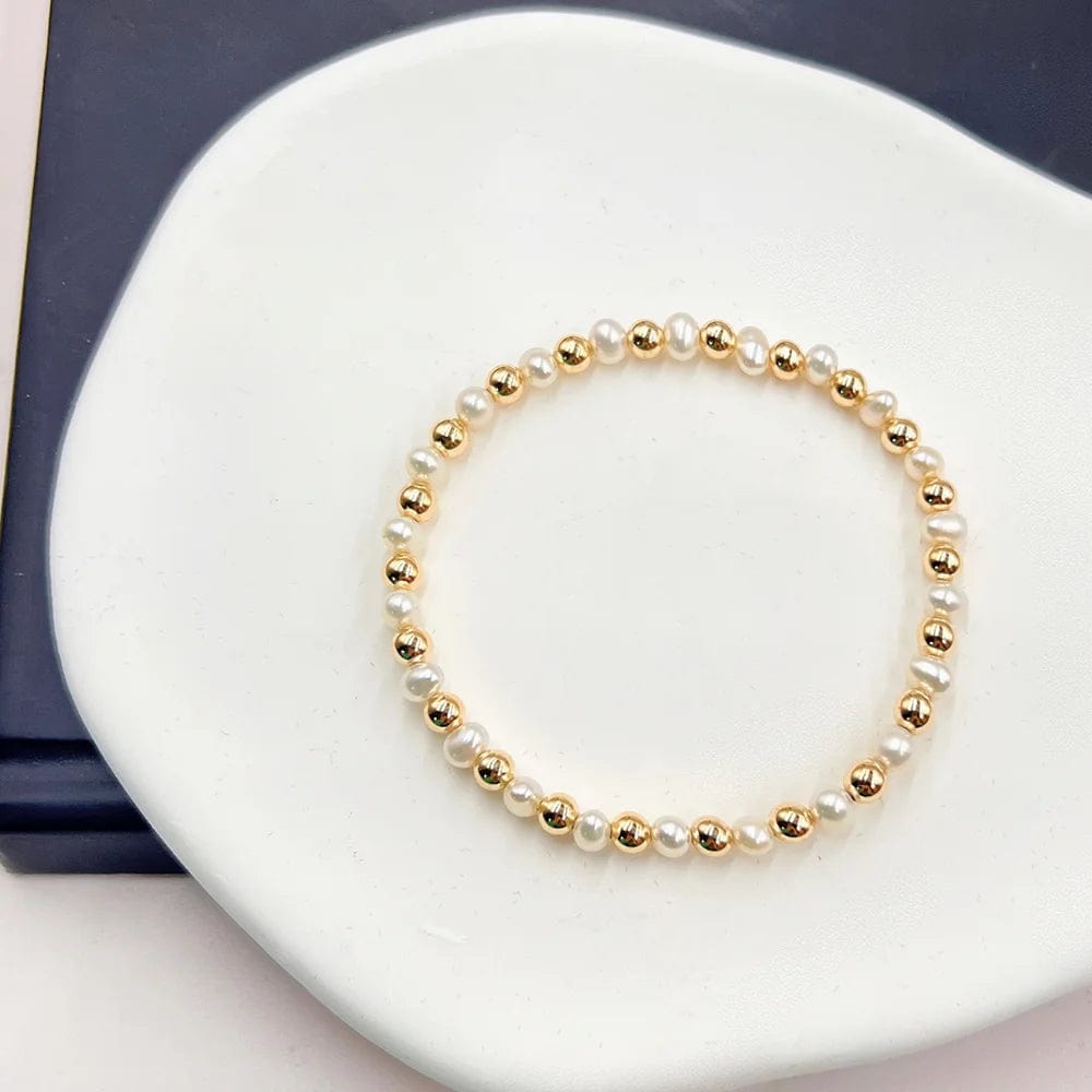New style high quality 14k gold filled beaded pearl bracelet fashion permanent jewelry for women